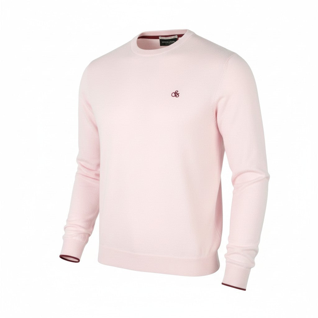 SCOTCH & SODA Men Jumper M Light Pink Tight Knit Crew Neck Pull On