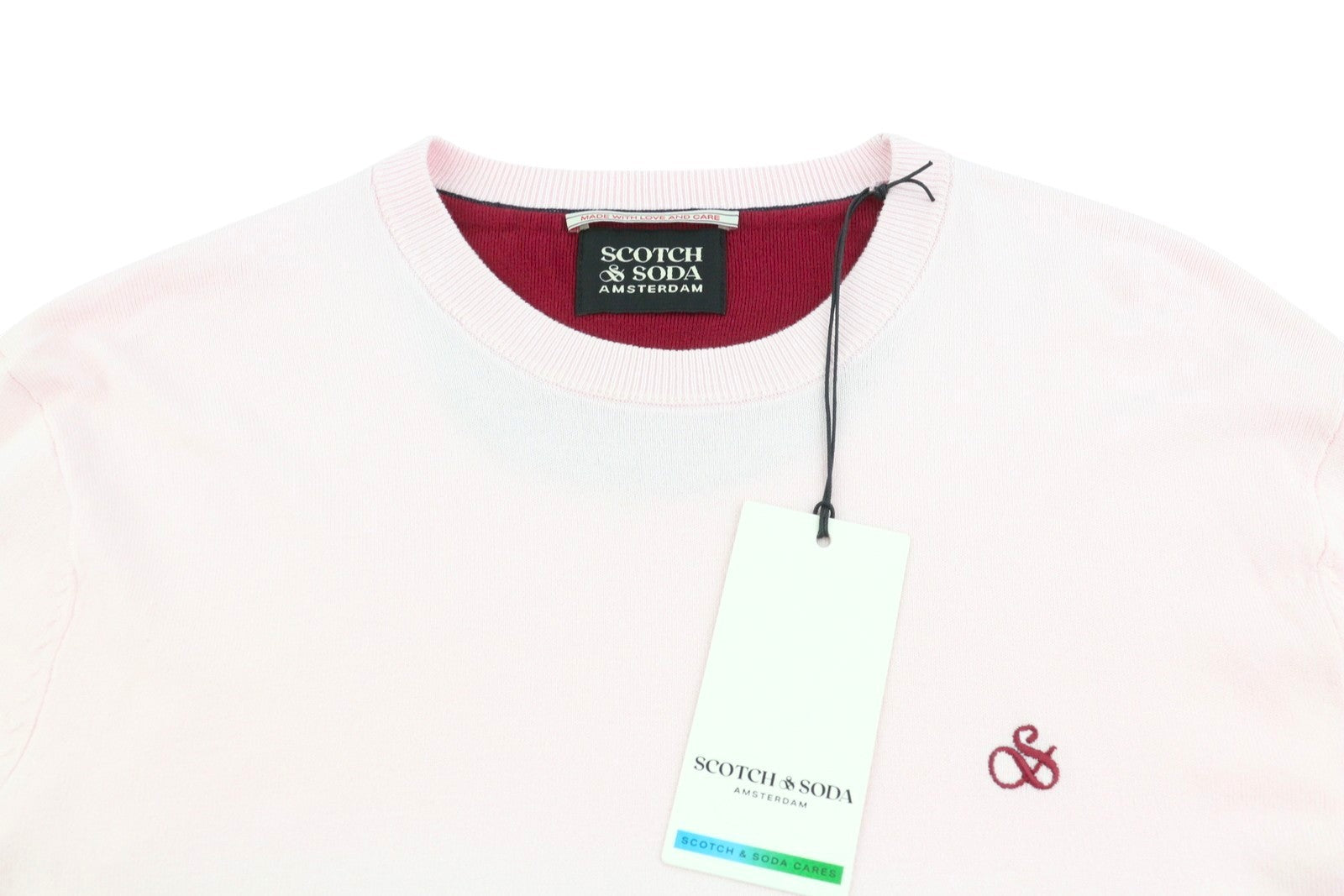 SCOTCH & SODA Men Jumper M Light Pink Tight Knit Crew Neck Pull On
