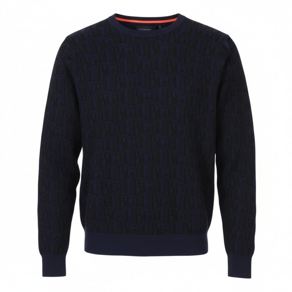 SCOTCH & SODA Men Jumper M Dark Blue Patterned Crew Neck Knit Pull On
