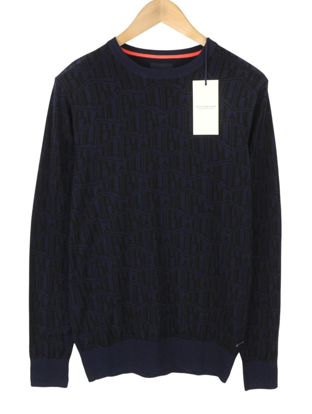 SCOTCH & SODA Men Jumper M Dark Blue Patterned Crew Neck Knit Pull On