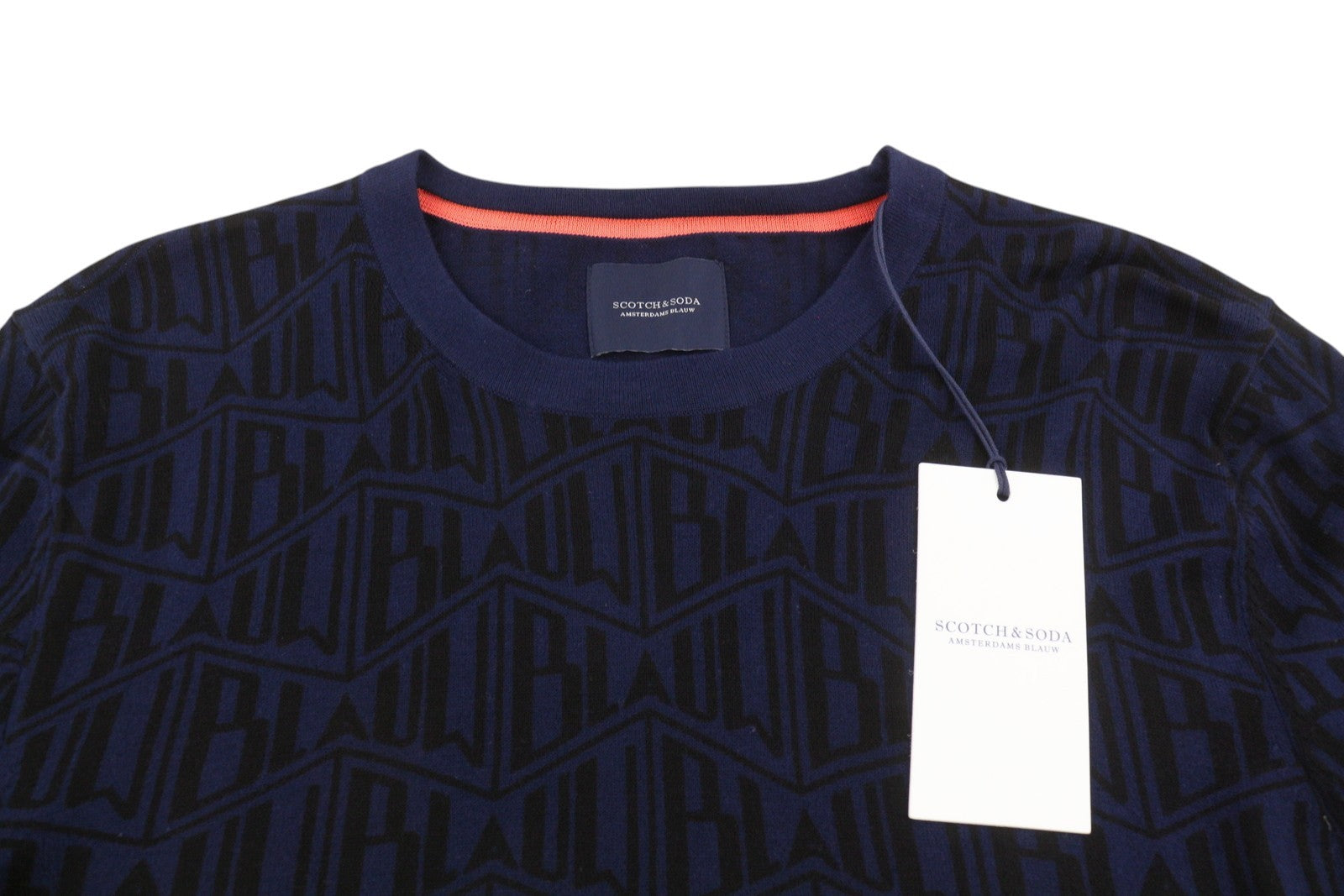 SCOTCH & SODA Men Jumper M Dark Blue Patterned Crew Neck Knit Pull On