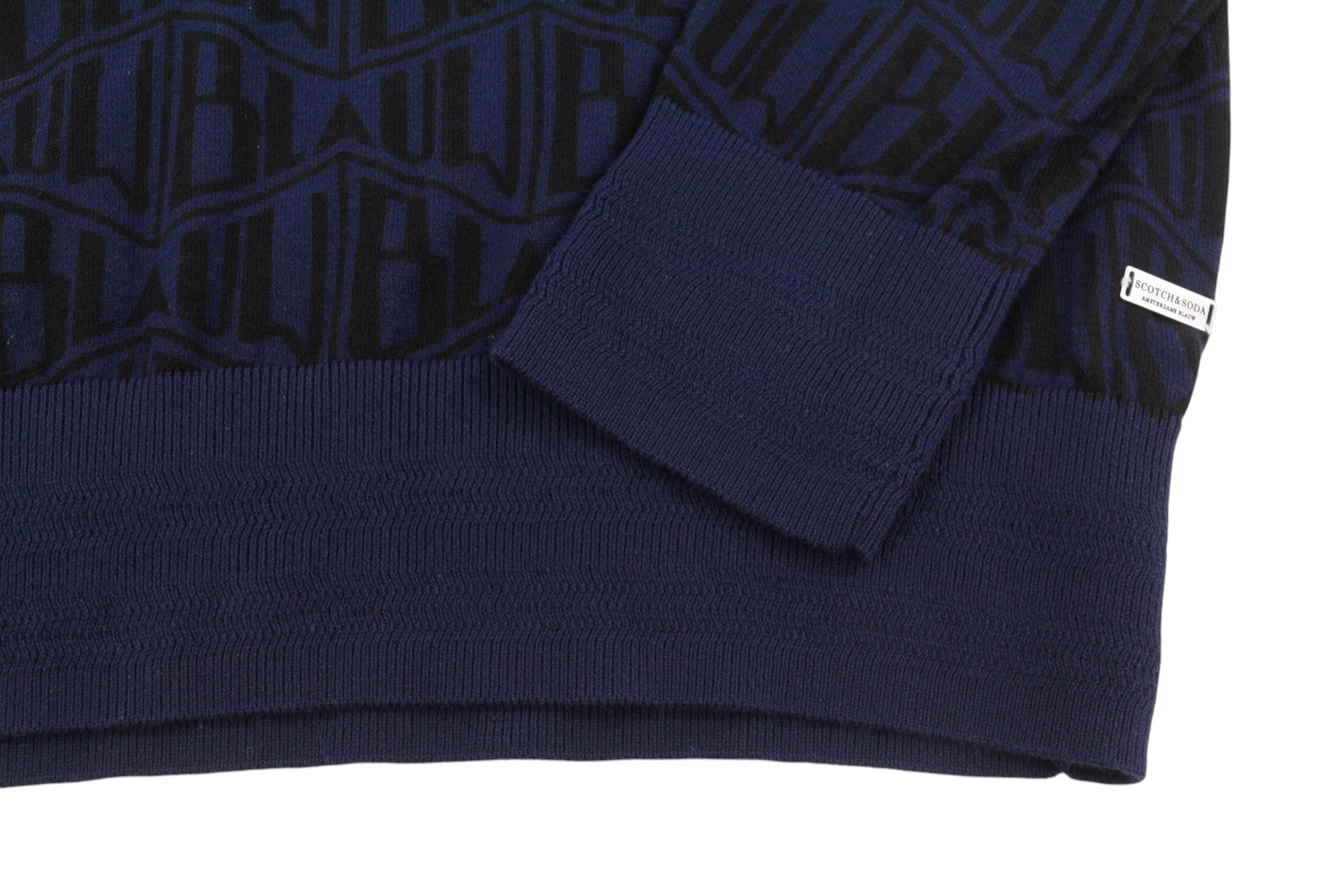 SCOTCH & SODA Men Jumper M Dark Blue Patterned Crew Neck Knit Pull On