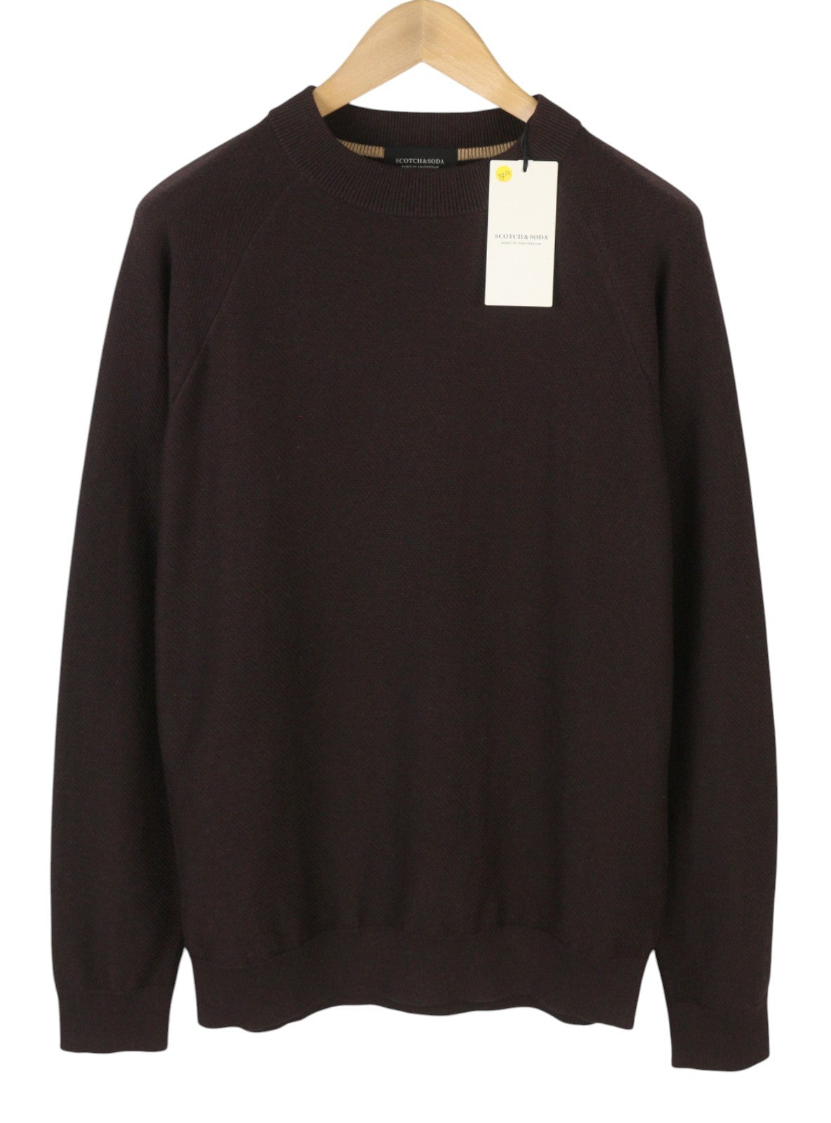 SCOTCH & SODA Men Jumper M Dark Brown Crew Neck Knit Pull On