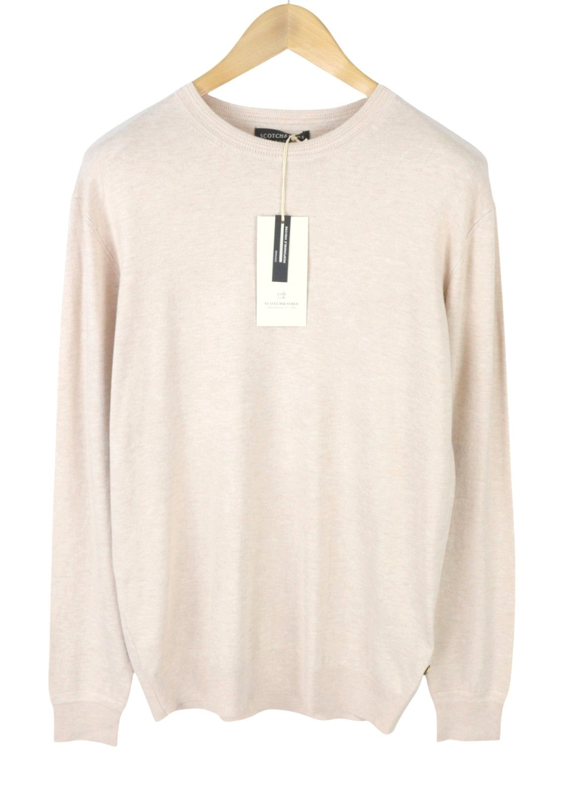 SCOTCH & SODA Men Jumper M Light Pink Melange Crew Neck Knit Pull On