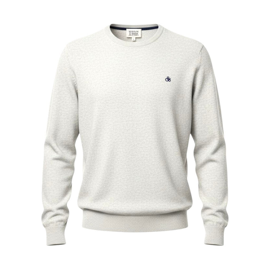 SCOTCH & SODA Men Jumper M Light Grey Melange Crew Neck Knit Pull On