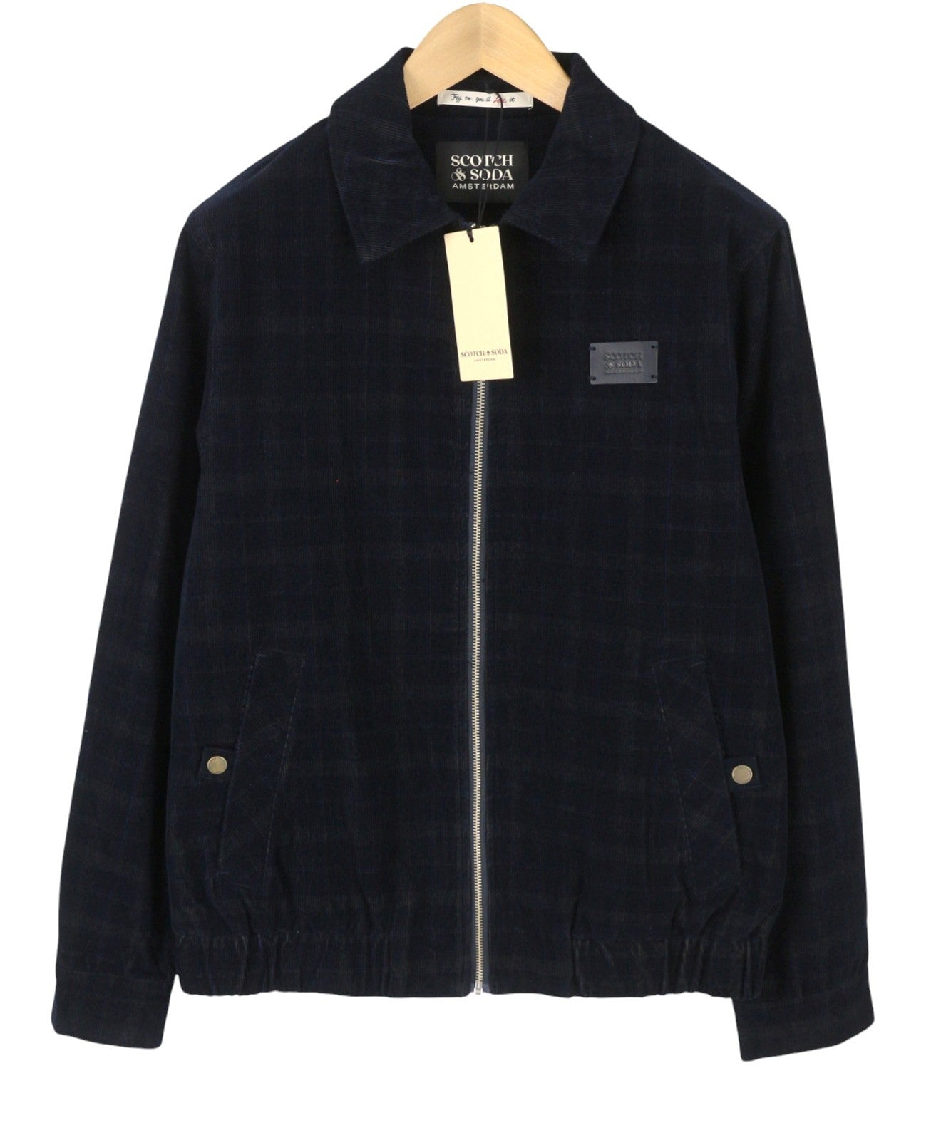 SCOTCH & SODA Men Coat M Dark Blue Corduroy Plaid Full Zip