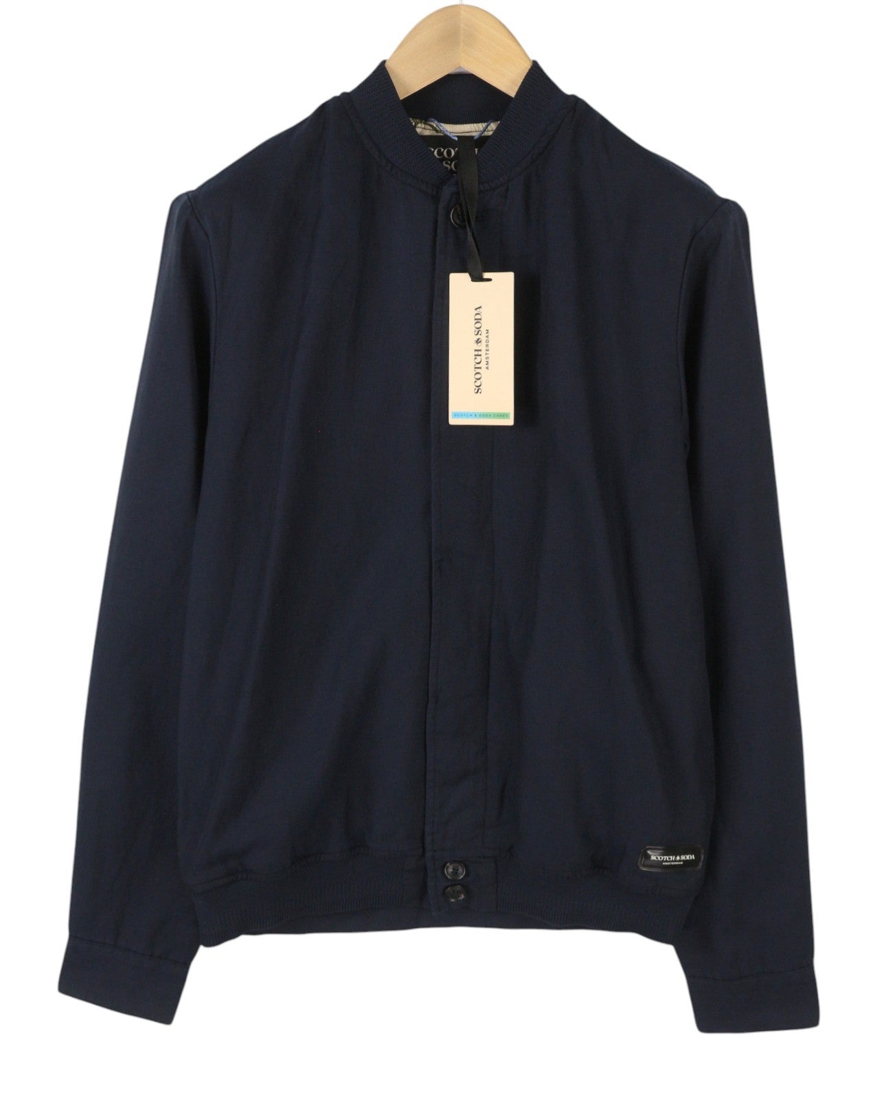 SCOTCH & SODA Men Jacket L Dark Blue Hidden Button-Up Bomber