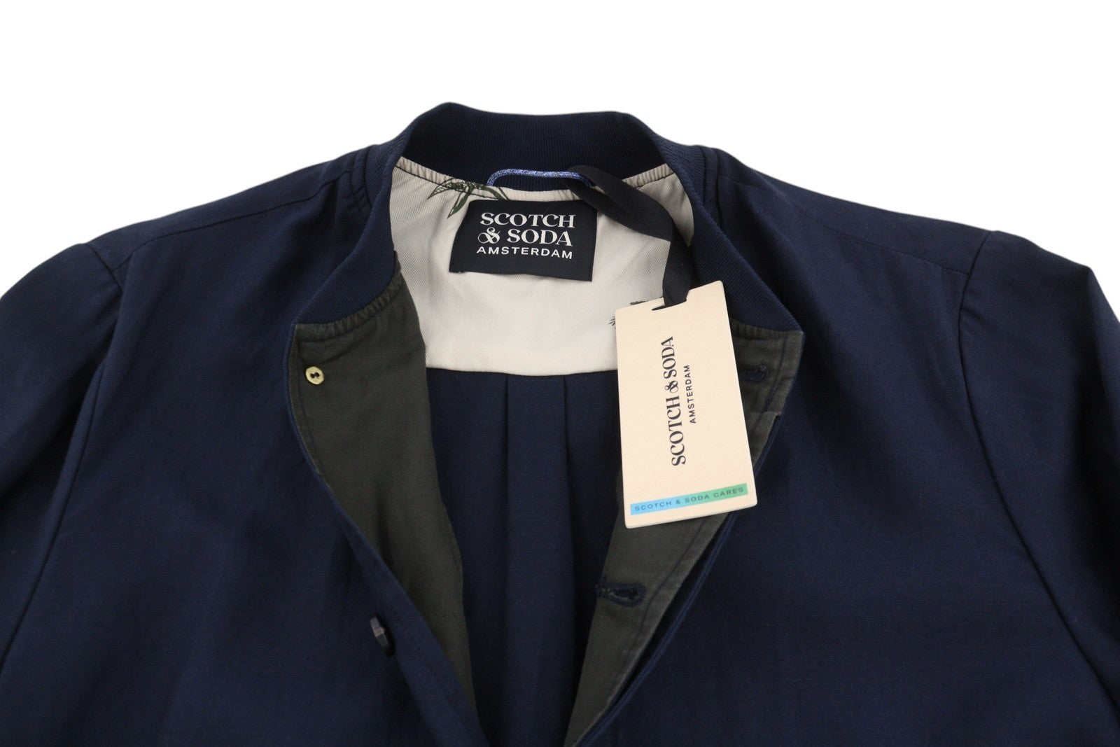 SCOTCH & SODA Men Jacket L Dark Blue Hidden Button-Up Bomber