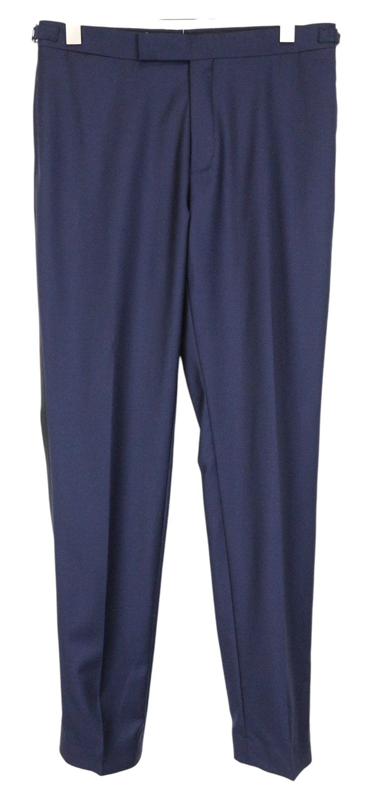 SUITSUPPLY U-Neck Men Suit UK38R Blue 2-Piece Slim Melange Wool Tuxedo Classic