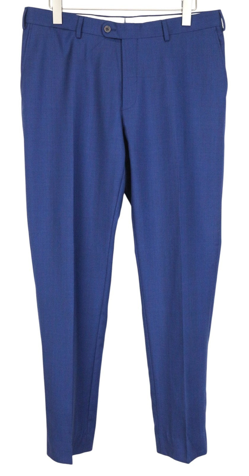 SUITSUPPLY Brescia Men Trousers UK44L Flat-Front Mid Blue Slim Glen Check Wool