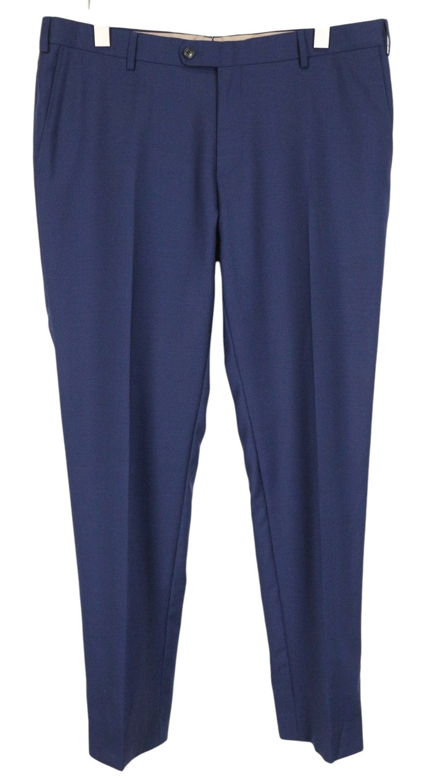 SUITSUPPLY Brescia Men Trousers UK42S Flat-Front Blue Slim Glen Check Wool