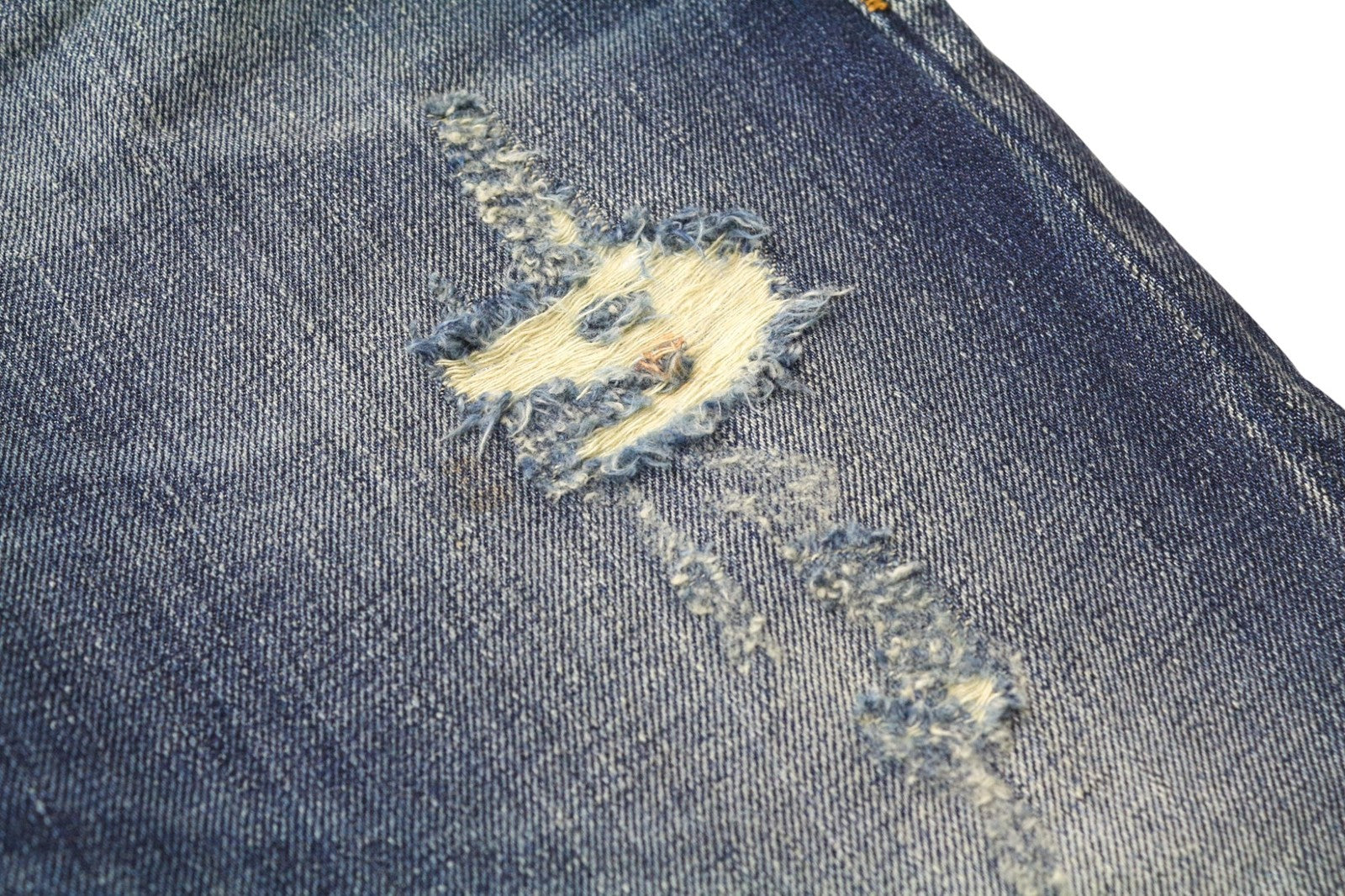 TAKESHY KUROSAWA TK 08 Bart Patt Men Jeans W32 Blue Slim Non-Stretch Distress
