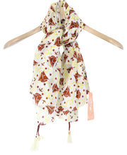 MAISON SCOTCH Women Scarf One Size White Sailboat Print Classic Summer Square