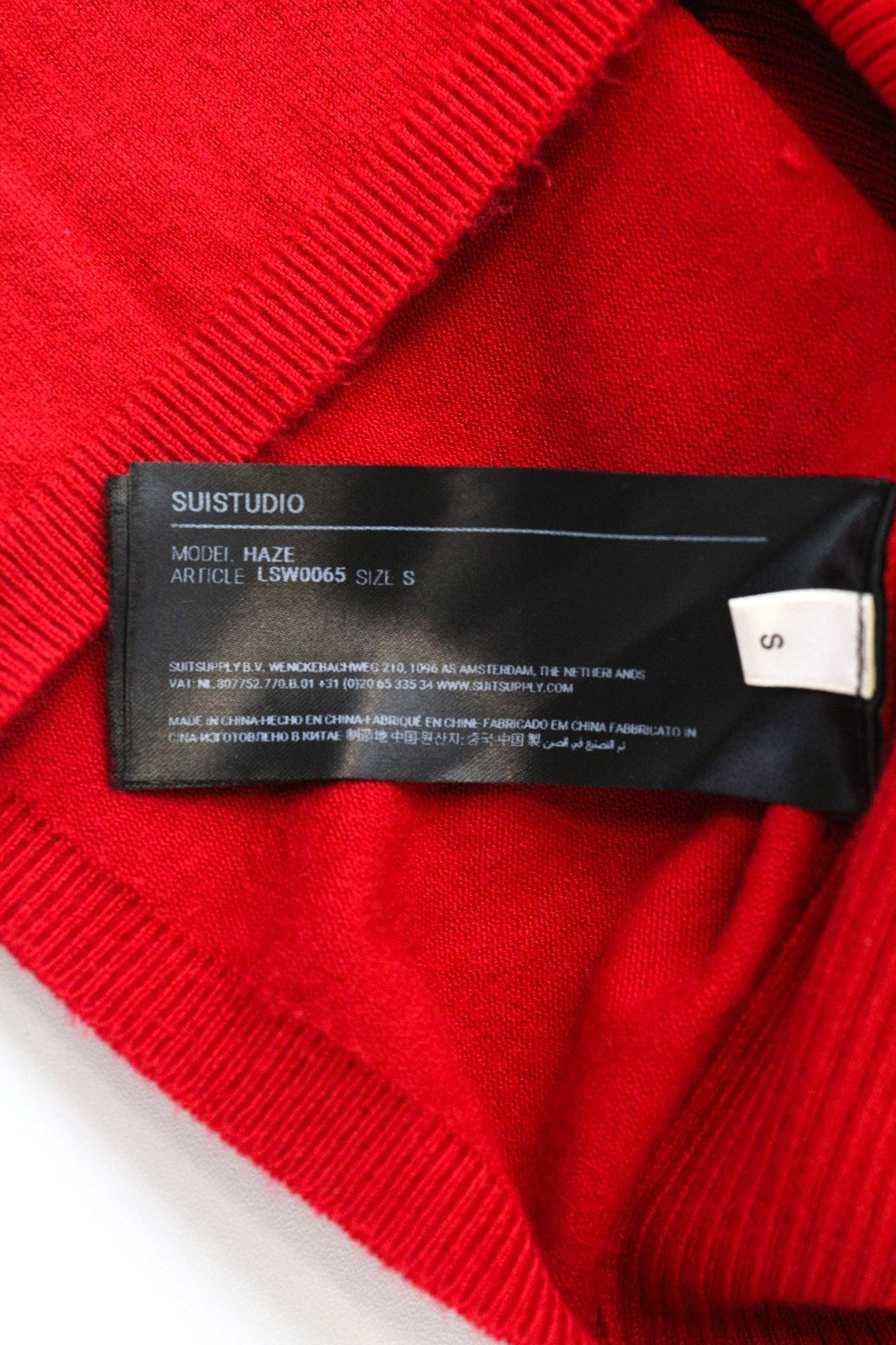 SUISTUDIO Haze Women Top S Bright Red Slim Knit Ribbed Turtleneck Sleeveless