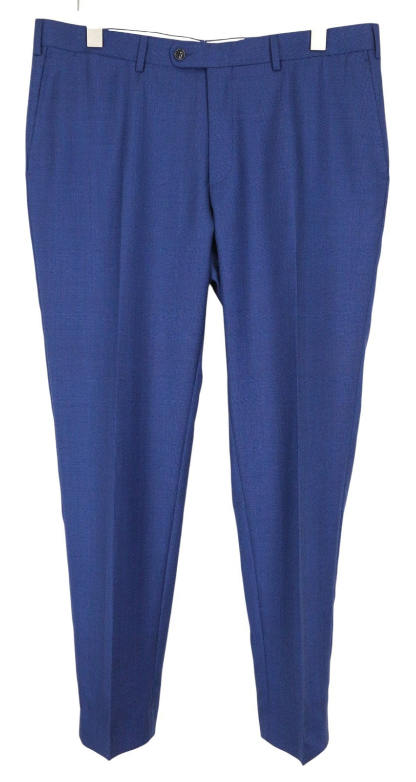 SUITSUPPLY Brescia Men Trousers UK44S Mid Blue Flat-Front Slim Glen Check Wool