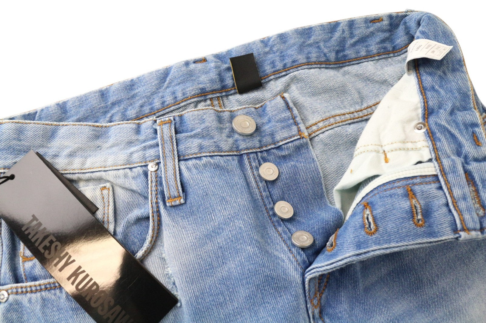 TAKESHY KUROSAWA TK08FR Men Jeans W30 Blue Slim Buttoned Distress Non-Stretch
