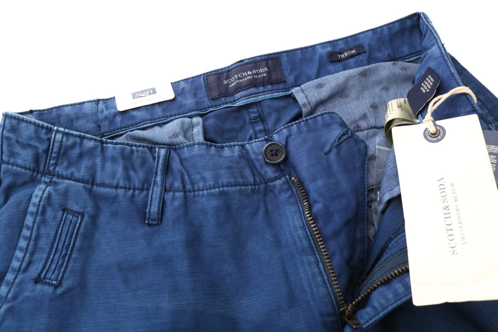 SCOTCH & SODA Theon Men Trousers W30/L34 Blue Dyed Loose Taper Chino