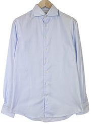 SUITSUPPLY Men Shirt 39/15 1/2 Extra Slim Blue Pure Cotton Striped Long Sleeve