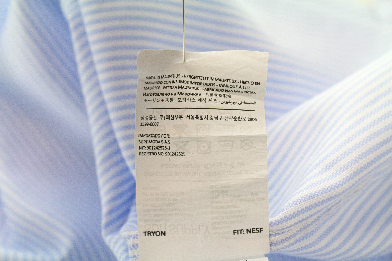 SUITSUPPLY Men Shirt 39/15 1/2 Extra Slim Blue Pure Cotton Striped Long Sleeve