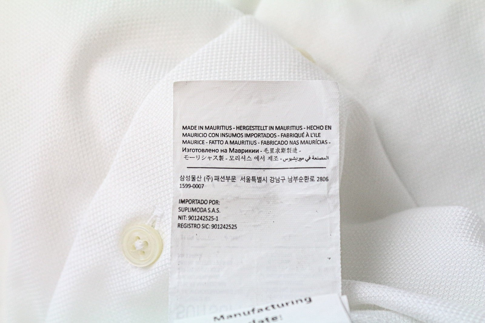 SUITSUPPLY Traveller Men Shirt 38/15 Slim Fit Long Sleeve White Pure Cotton