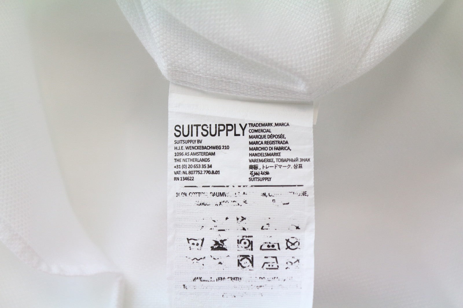 SUITSUPPLY Traveller Men Shirt 38/15 Slim Fit Long Sleeve White Pure Cotton