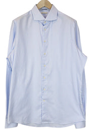 SUITSUPPLY Men Shirt 44L/17 1/2L Extra Slim Blue Cotton Striped Pattern Formal