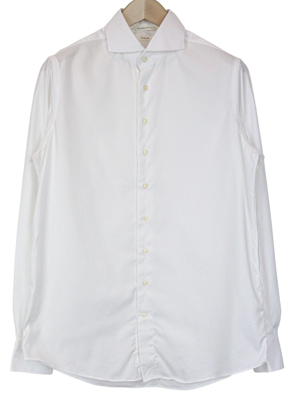 SUITSUPPLY Traveller Men Shirt 40 Slim White Pure Cotton Long Sleeved Formal