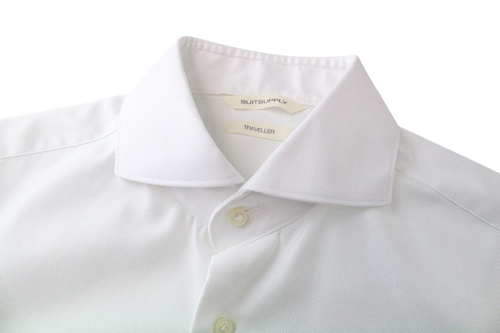 SUITSUPPLY Traveller Men Shirt 40 Slim White Pure Cotton Long Sleeved Formal