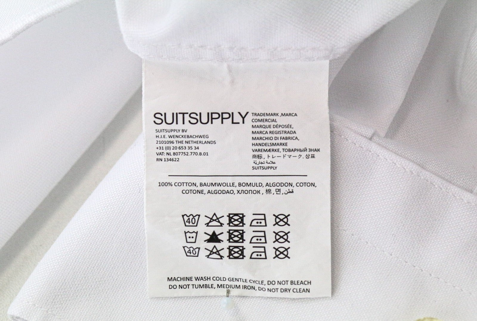 SUITSUPPLY Traveller Men Shirt 40 Extra Slim White Pure Cotton Cutaway Twill