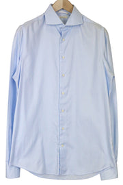 SUITSUPPLY Men Shirt 40L/15 3/4L Slim Blue Pure Cotton Plain Long Sleeved