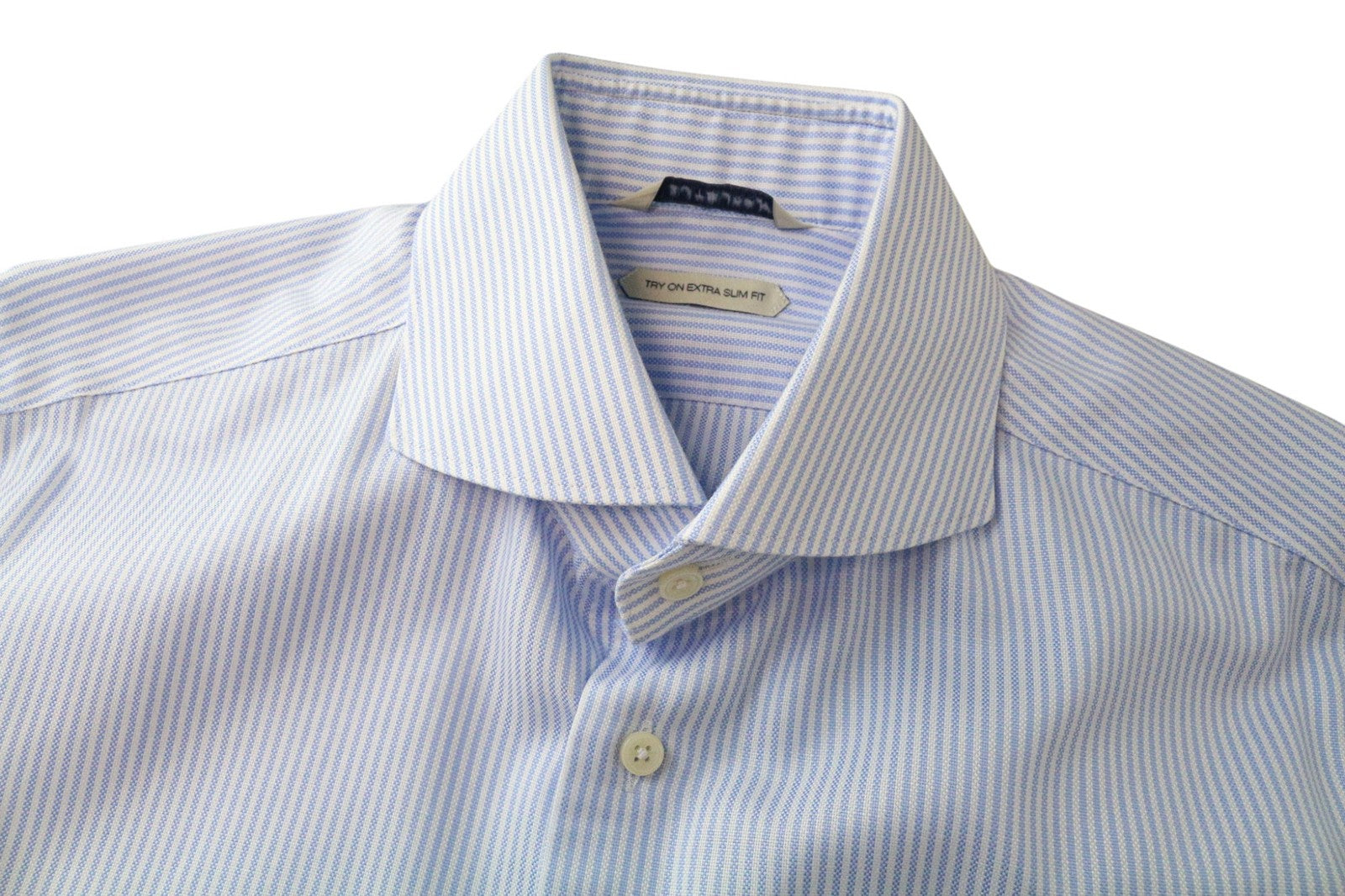 SUITSUPPLY Men Shirt 39L/15 1/2L Extra Slim Fit Blue Pure Cotton Striped