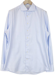 SUITSUPPLY Men Shirt 43/17 Extra Slim Blue Pure Cotton Striped Pattern Twill