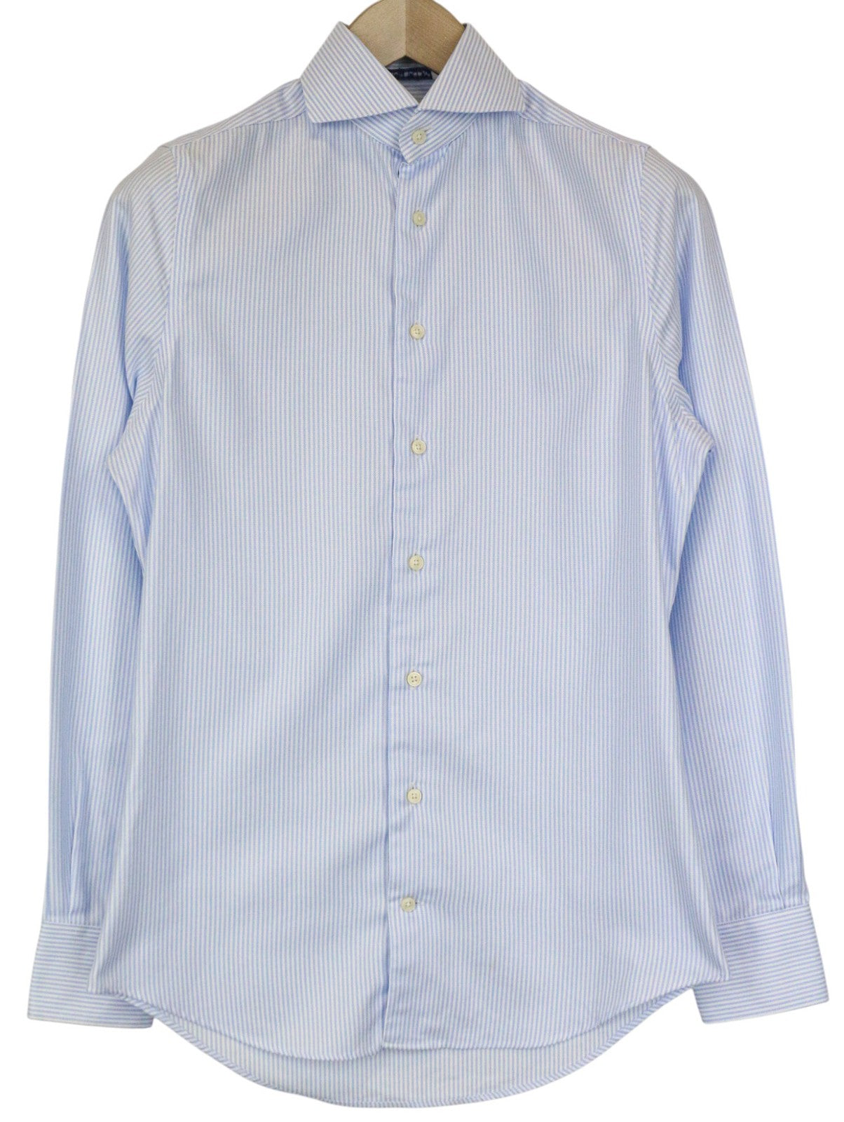 SUITSUPPLY Men Shirt 35/13 1/2 Extra Slim Blue Cotton Cutaway Striped Patterns