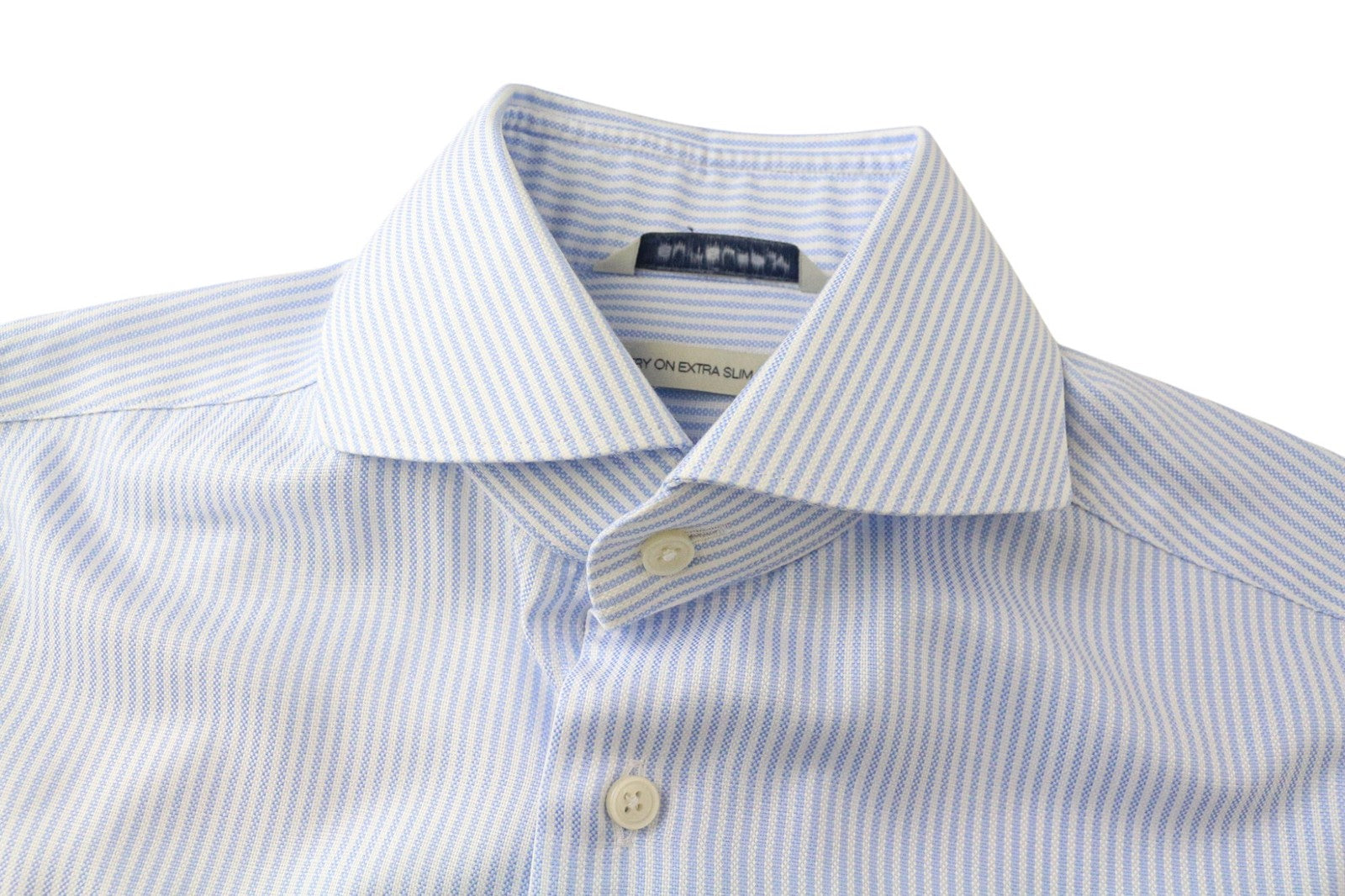 SUITSUPPLY Men Shirt 35/13 1/2 Extra Slim Blue Cotton Cutaway Striped Patterns