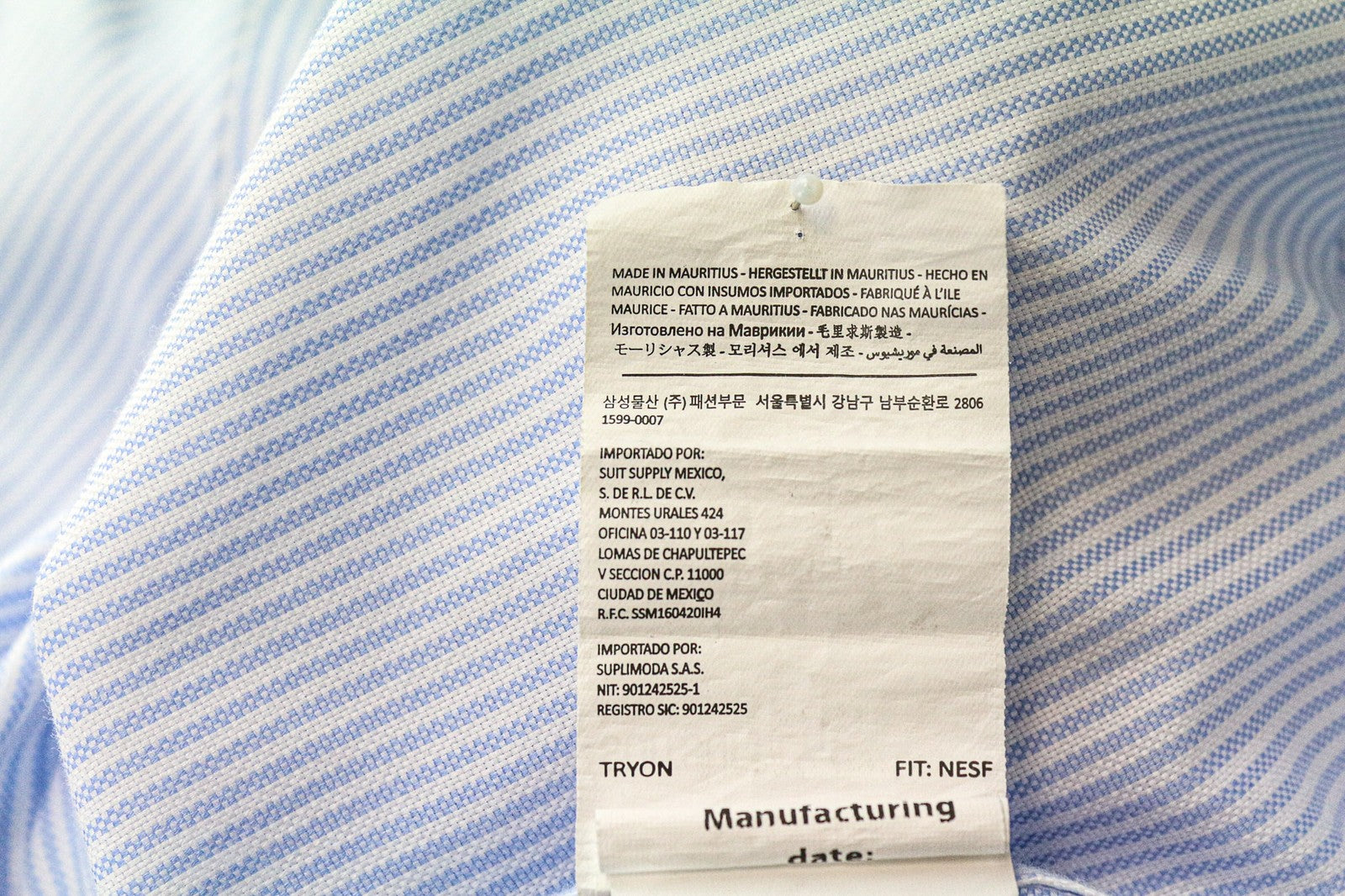 SUITSUPPLY Men Shirt 35/13 1/2 Extra Slim Blue Cotton Cutaway Striped Patterns