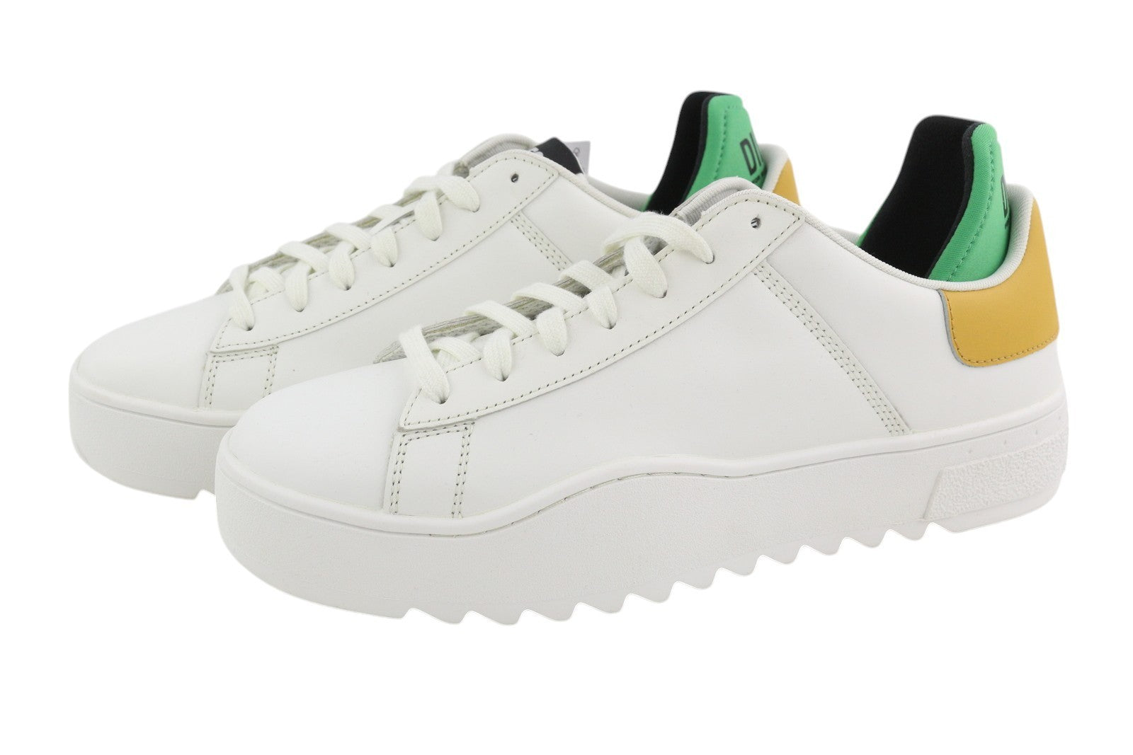 DIESEL S-Shika Low Lace Men Sneakers EU45 White Cow Leather Almond Toe RRP€150