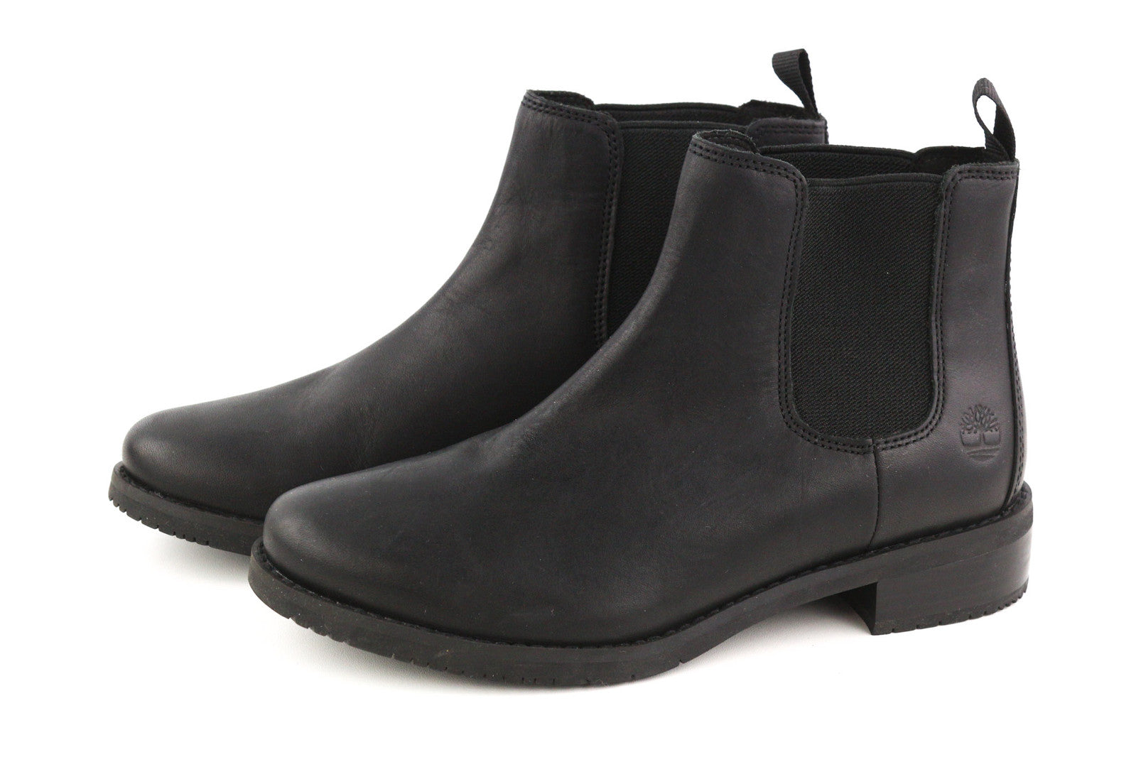 TIMBERLAND A2JGQ Women Boots EU37.5/38 Black Leather Almond Toe Ankle Chelsea