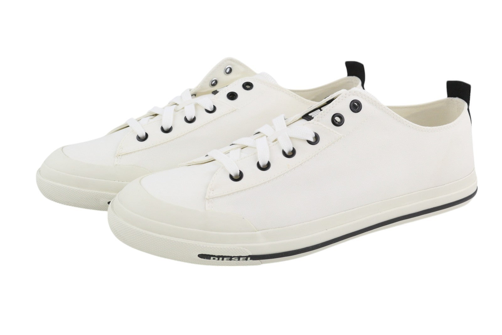 DIESEL S-Astico Low Cut Men Sneakers EU46 White Laced Almond Toe Logo RRP€120