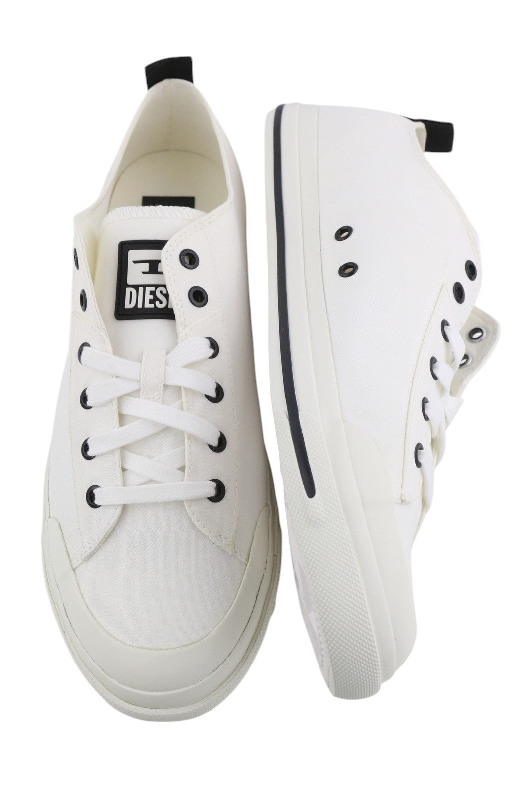 DIESEL S-Astico Low Cut Men Sneakers EU46 White Laced Almond Toe Logo RRP€120