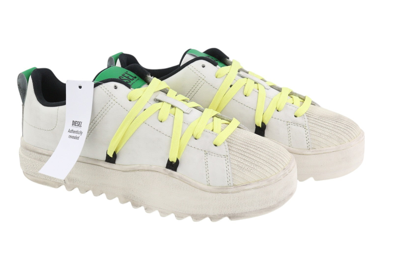 DIESEL S-Shika Laceup Men Sneakers EU42.5 White Leather Low Top Logo RRP€220