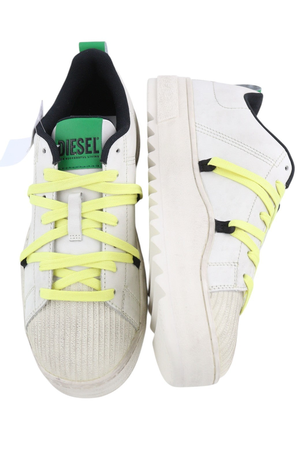 DIESEL S-Shika Laceup Men Sneakers EU42.5 White Leather Low Top Logo RRP€220