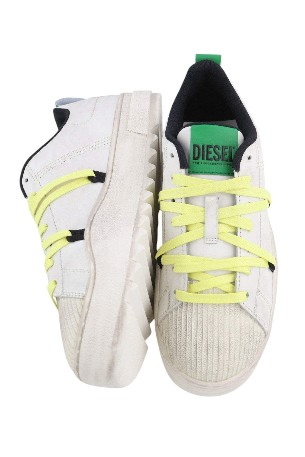 DIESEL S-Shika Laceup Men Sneakers EU42.5 White Leather Low Top Logo RRP€220