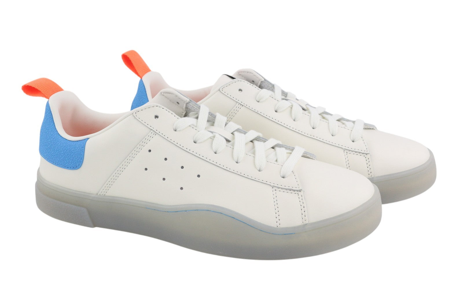 DIESEL S-Clever Low Men Sneakers EU45 White Leather Laced Almond Toe RRP€140