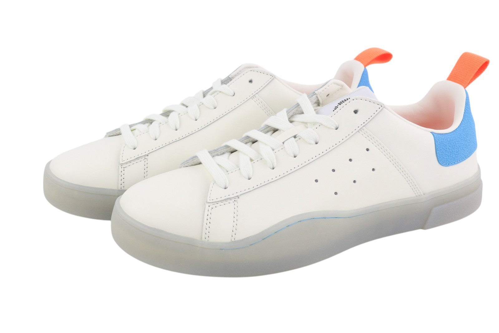 DIESEL S-Clever Low Men Sneakers EU45 White Leather Laced Almond Toe RRP€140