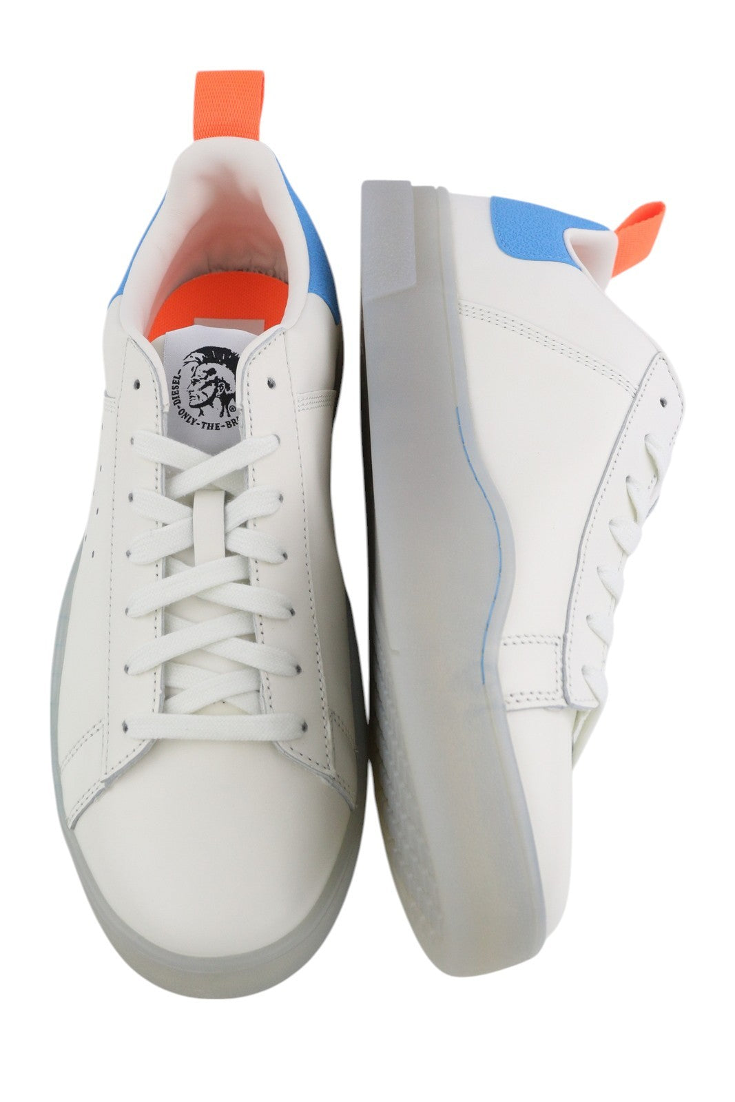 DIESEL S-Clever Low Men Sneakers EU45 White Leather Laced Almond Toe RRP€140
