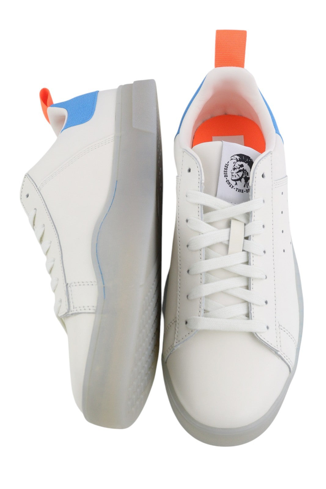 DIESEL S-Clever Low Men Sneakers EU45 White Leather Laced Almond Toe RRP€140