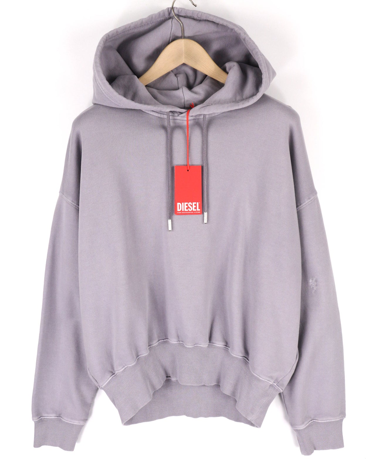 DIESEL F-Magdalena Felpa Women Hoodie L Purple Washed Hooded Pullover RRP€175