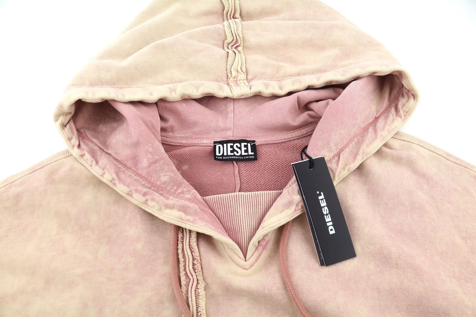 DIESEL F-Mikky Women Hoodie XL Peach Hooded Asymmetrical Pocket Straps RRP€195