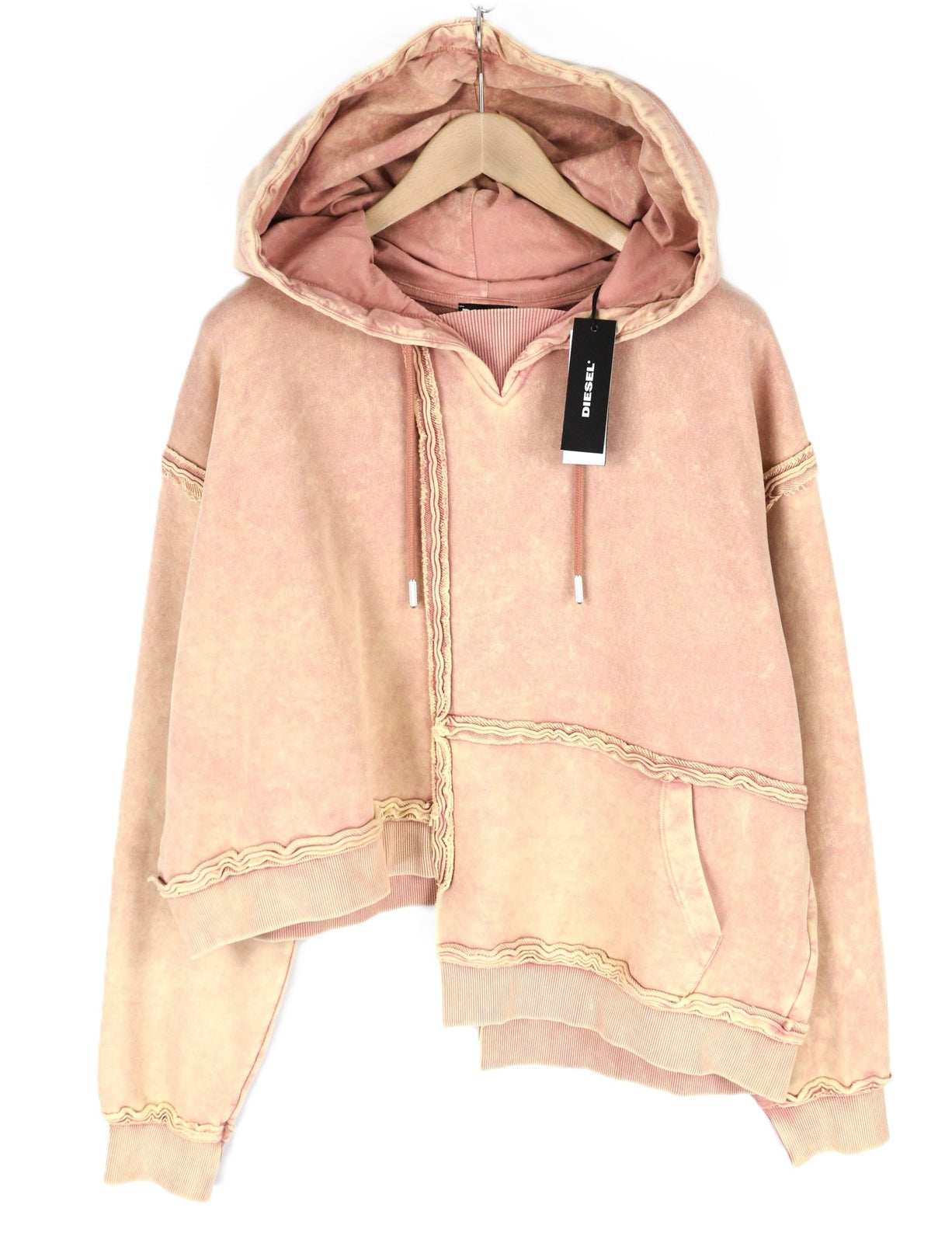 DIESEL F-Mikky Felpa Women's Hoodie XL Peach Hooded Asymmetrical Pocket RRP€195