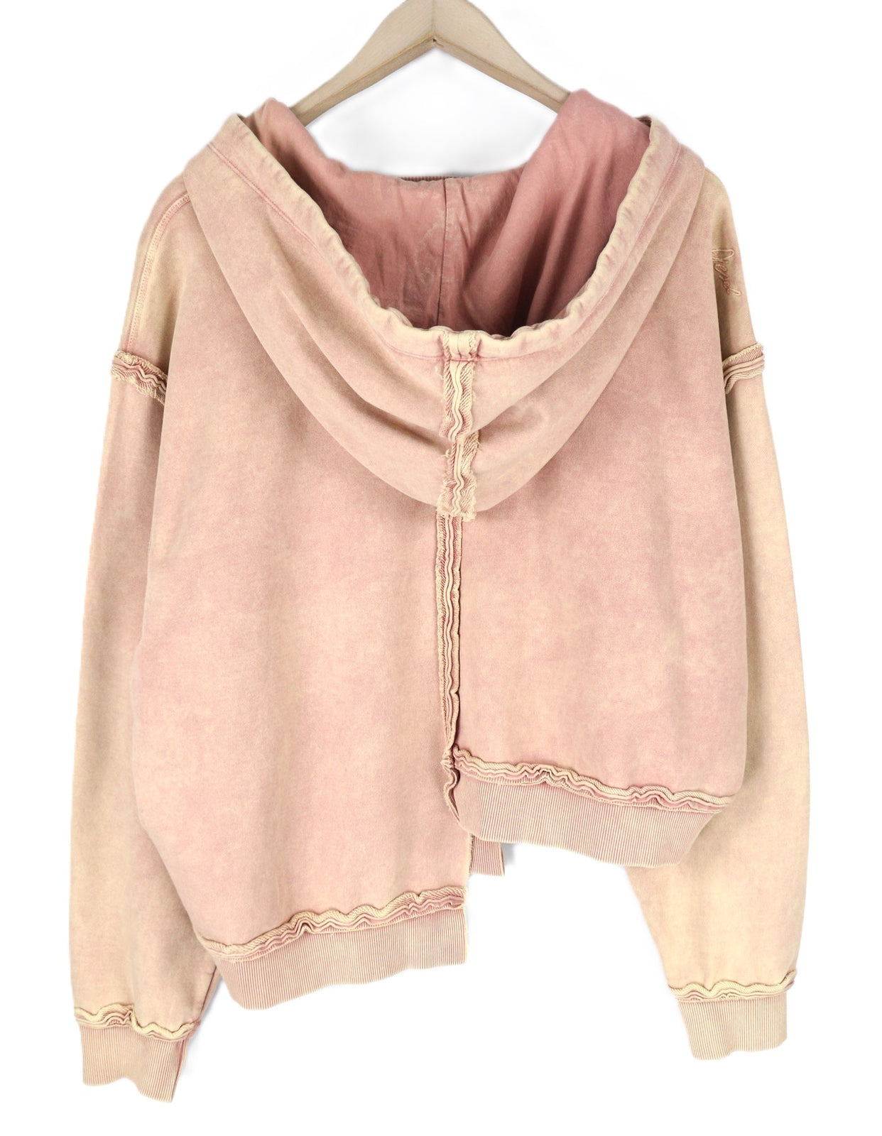 DIESEL F-Mikky Women Hoodie L Logo Peach Hooded Asymmetrical Pullover RRP€195